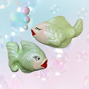 Chalkware Fish & Bubbles COMPLETE SET - Retro Style